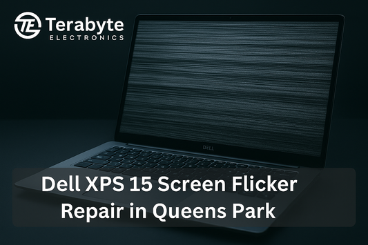 Dell XPS 15 screen flicker repair in Queens Park by Terabyte Electronics – expert laptop repair for display and performance issues.