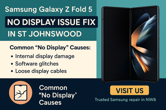 Samsung Galaxy Z Fold 5 No Display Issue Fix in St Johnswood – causes, repair details, and trusted Samsung repair service in NW8