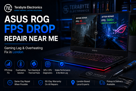 ASUS ROG FPS drop repair near me in London fixing gaming lag overheating and performance issues