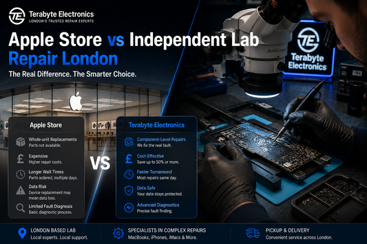 Apple Store vs Independent Lab Repair London comparison by Terabyte Electronics