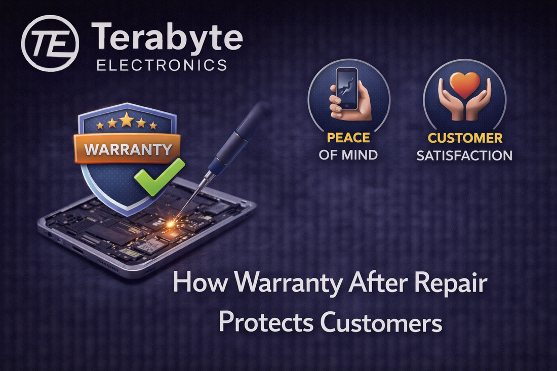 Warranty after repair protects customers with certified phone repair, quality parts, and peace of mind at Terabyte Electronics
