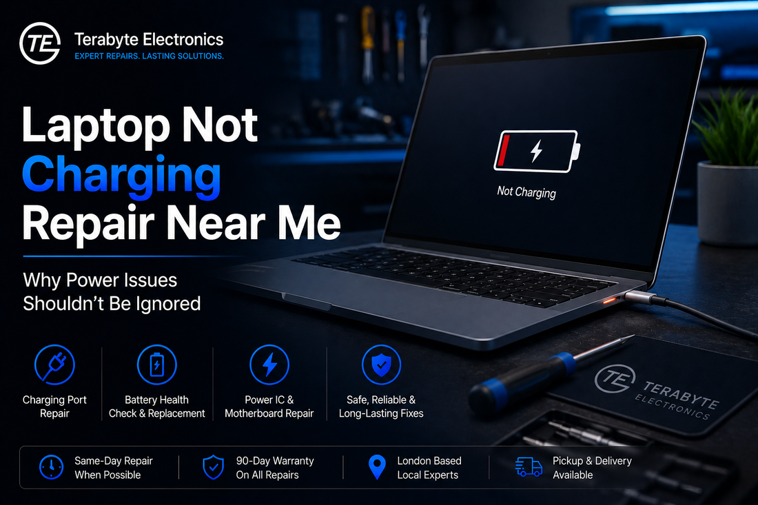laptop not charging repair near me in London fixing charging and power issues with pickup and delivery