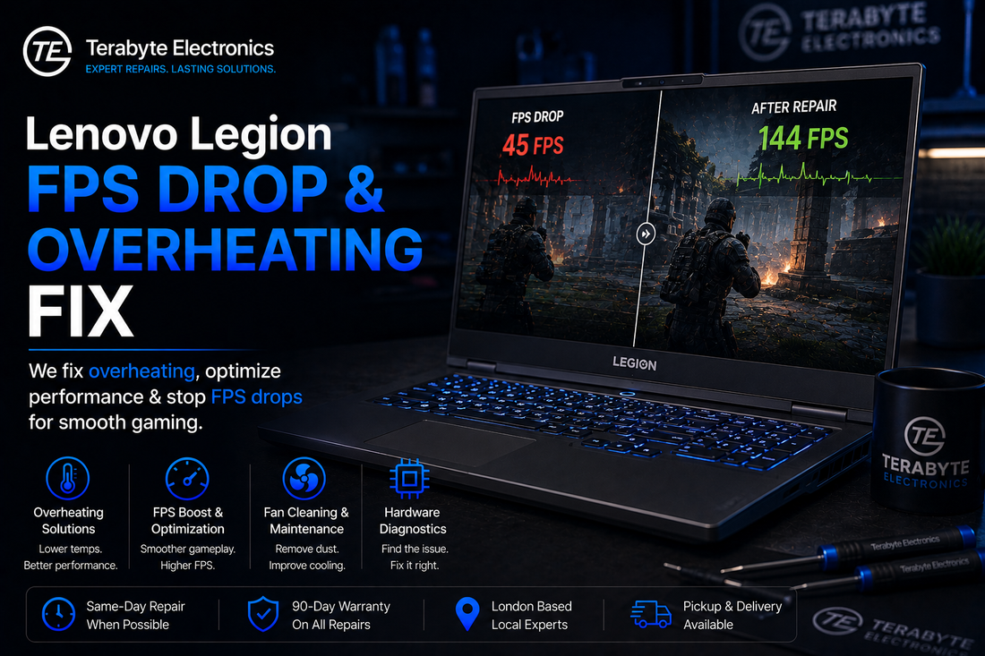 Lenovo Legion overheating repair near me in London fixing gaming laptop FPS drops and thermal issues