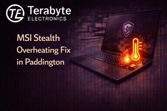 MSI Stealth overheating repair in Paddington London – gaming laptop thermal fix and fan cleaning service near Paddington Station by Terabyte Electronics