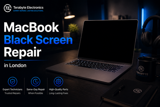 MacBook black screen repair near me in London fixing display and screen issues with pickup and delivery