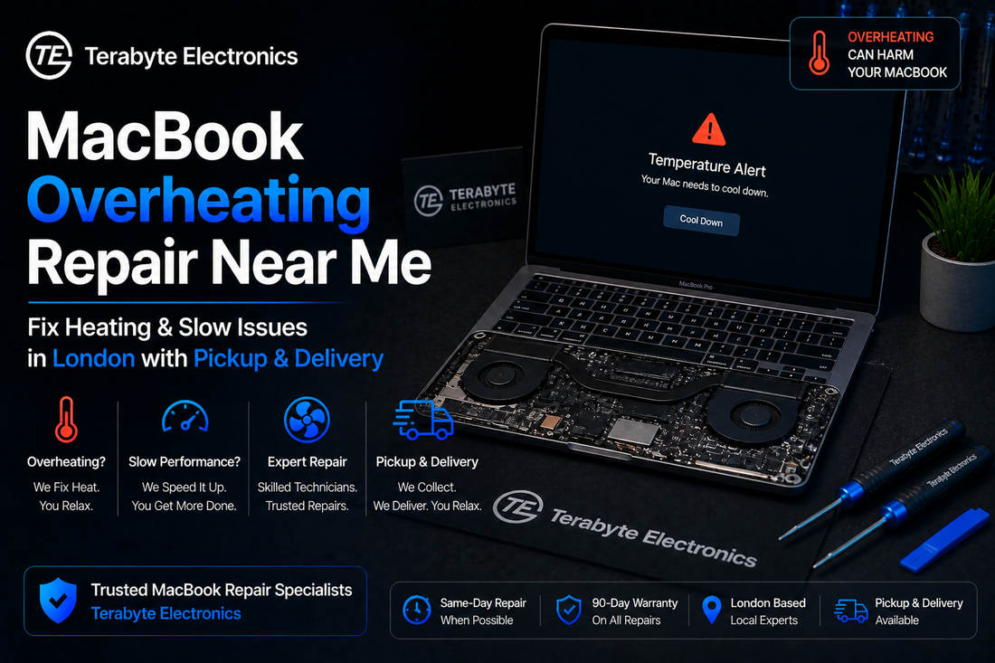 MacBook overheating repair near me in London fixing heating and performance issues with doorstep pickup and delivery