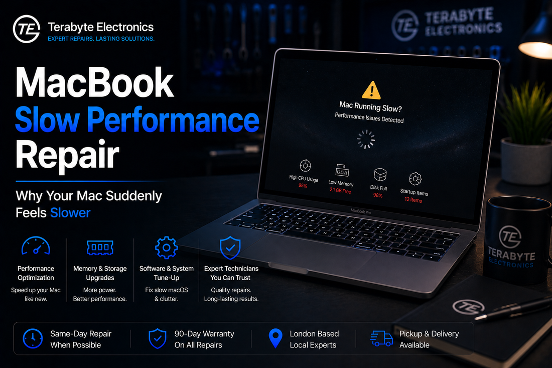 MacBook slow performance repair near me in London, fixing lagging, freezing and overheating issues