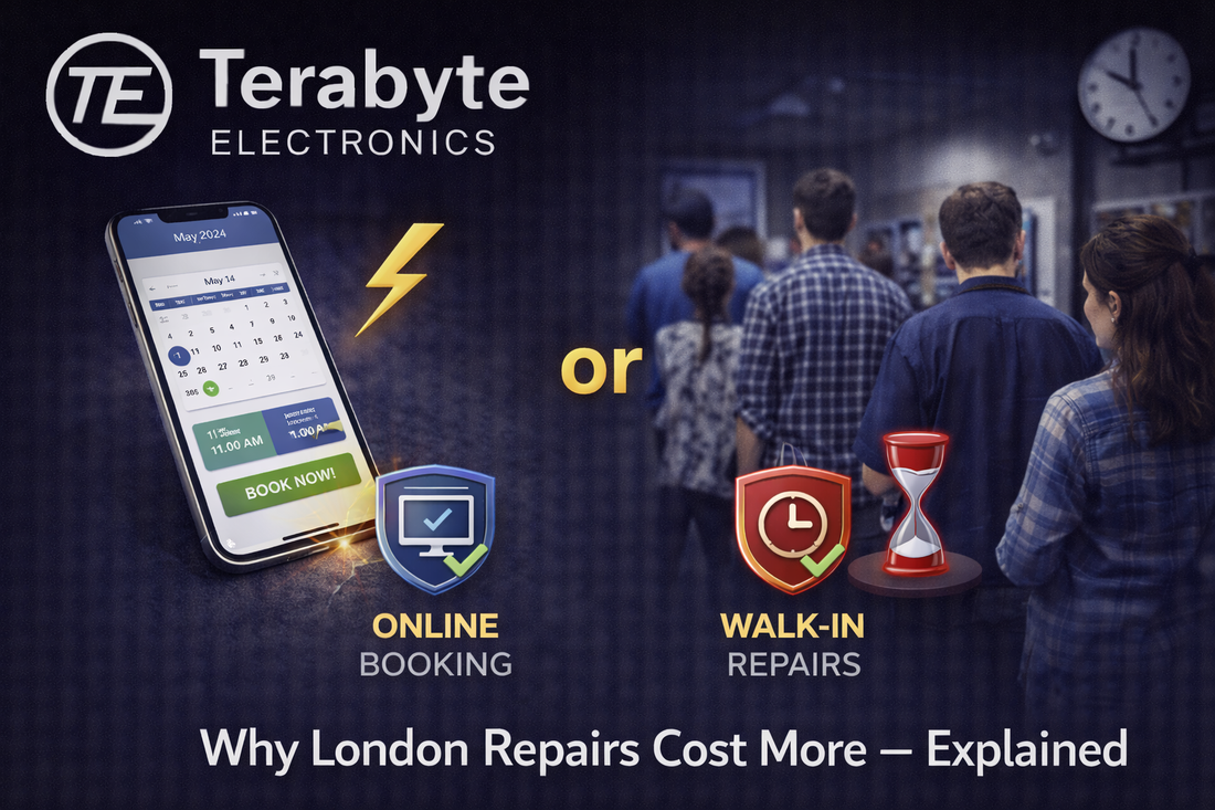 Comparison of online booking versus walk-in device repair turnaround times