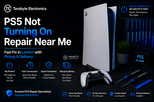 PS5 not turning on repair near me in London fixing no power issues with doorstep pickup and delivery