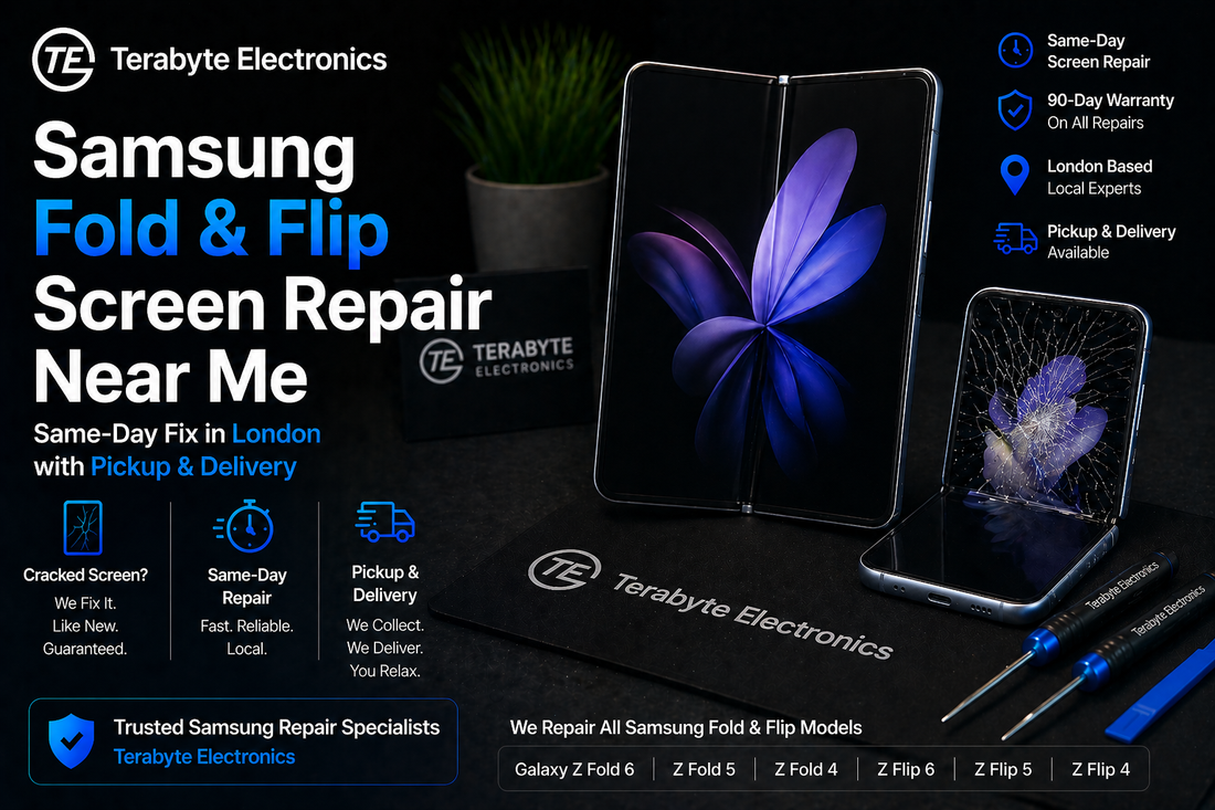 Samsung Fold Flip screen repair near me in London fixing folding display with doorstep pickup and delivery