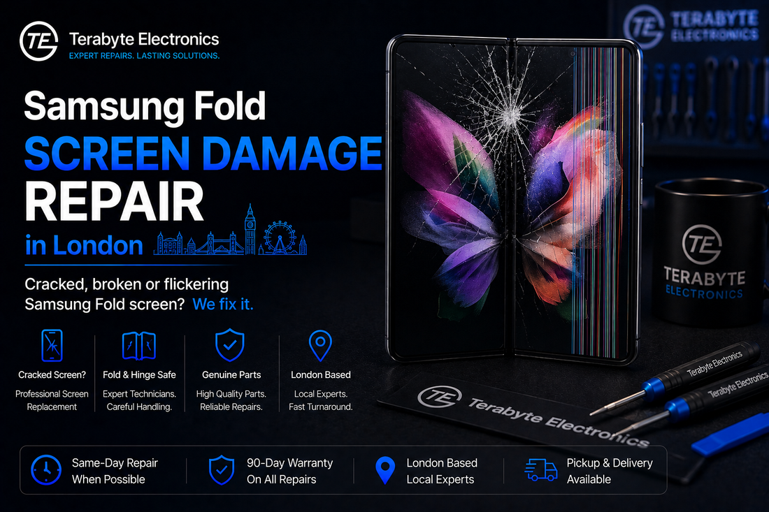 Samsung Fold screen repair near me in London fixing fold display flickering crease and touch issues