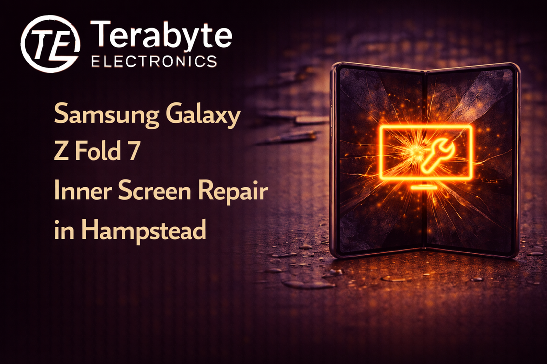 Samsung Galaxy Z Fold 7 inner screen repair in Hampstead London – foldable display replacement and crease fix service by Terabyte Electronics