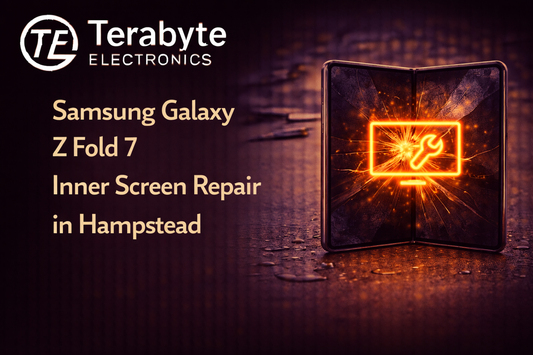 Samsung Galaxy Z Fold 7 inner screen repair in Hampstead London – foldable display replacement and crease fix service by Terabyte Electronics