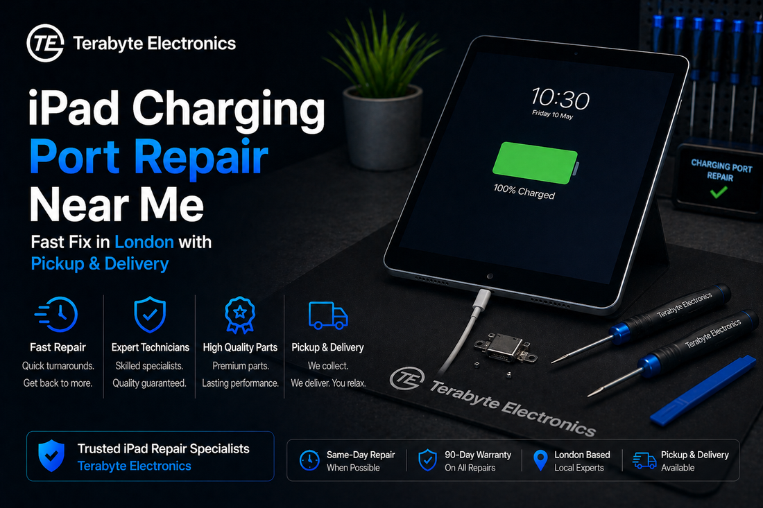 iPad charging port repair near me in London fixing charging issues with doorstep pickup and delivery