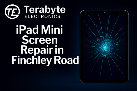 iPad Mini screen with digital crack effect – Terabyte Electronics blog image for “iPad Mini Screen Repair in Finchley Road.