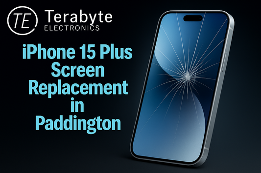 iPhone 15 Plus screen replacement in Paddington – cracked display repair by Terabyte Electronics
