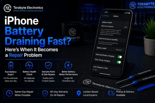 iPhone battery draining fast repair near me in London fixing battery performance and overheating issues