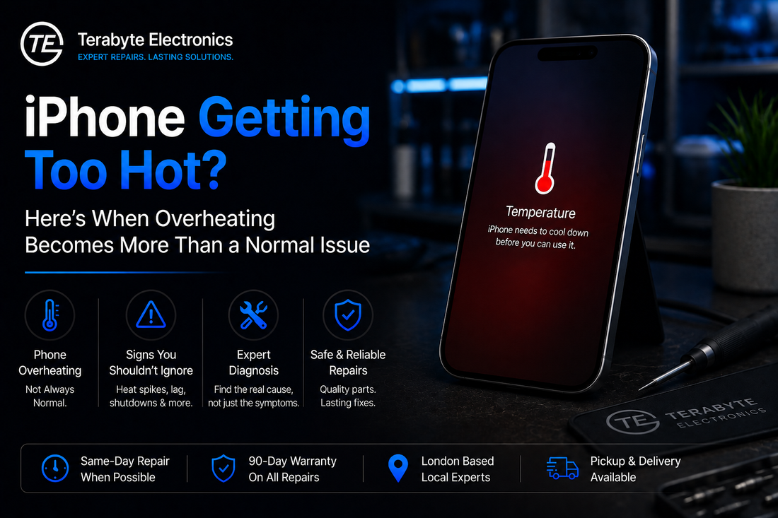 iPhone overheating repair near me in London fixing heating and battery performance issues with pickup and delivery