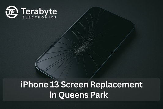 iPhone 13 screen replacement in Queens Park by Terabyte Electronics – professional repair service for cracked or broken phone screens.