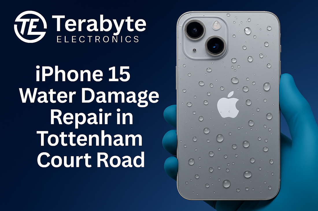Terabyte Electronics – iPhone 15 water damage repair service in Tottenham Court Road with waterproof restoration and expert fixes.