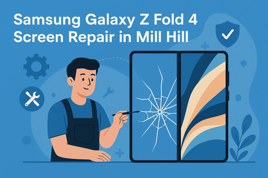 Samsung Galaxy Z Fold 4 screen repair in Mill Hill – skilled technician fixing cracked foldable phone at Terabyte Electronics